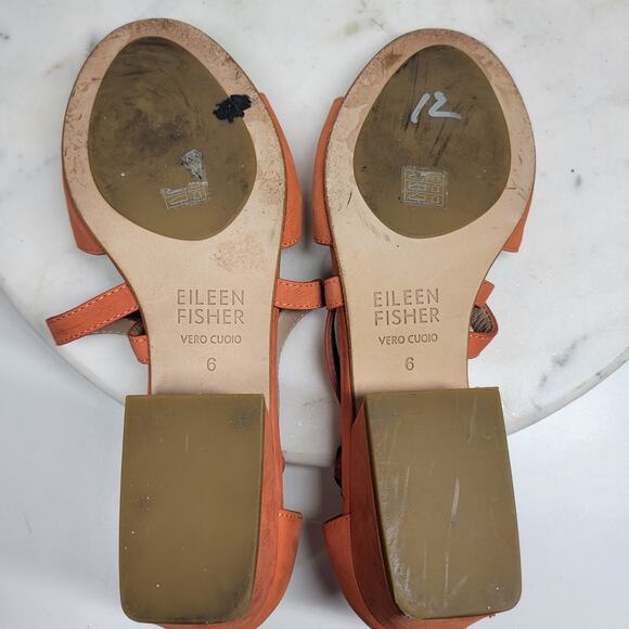 Eileen Fisher Kyra Sandals Womens 6 Nubuck Suede Square Block Heel Double Straps - Picture 14 of 16